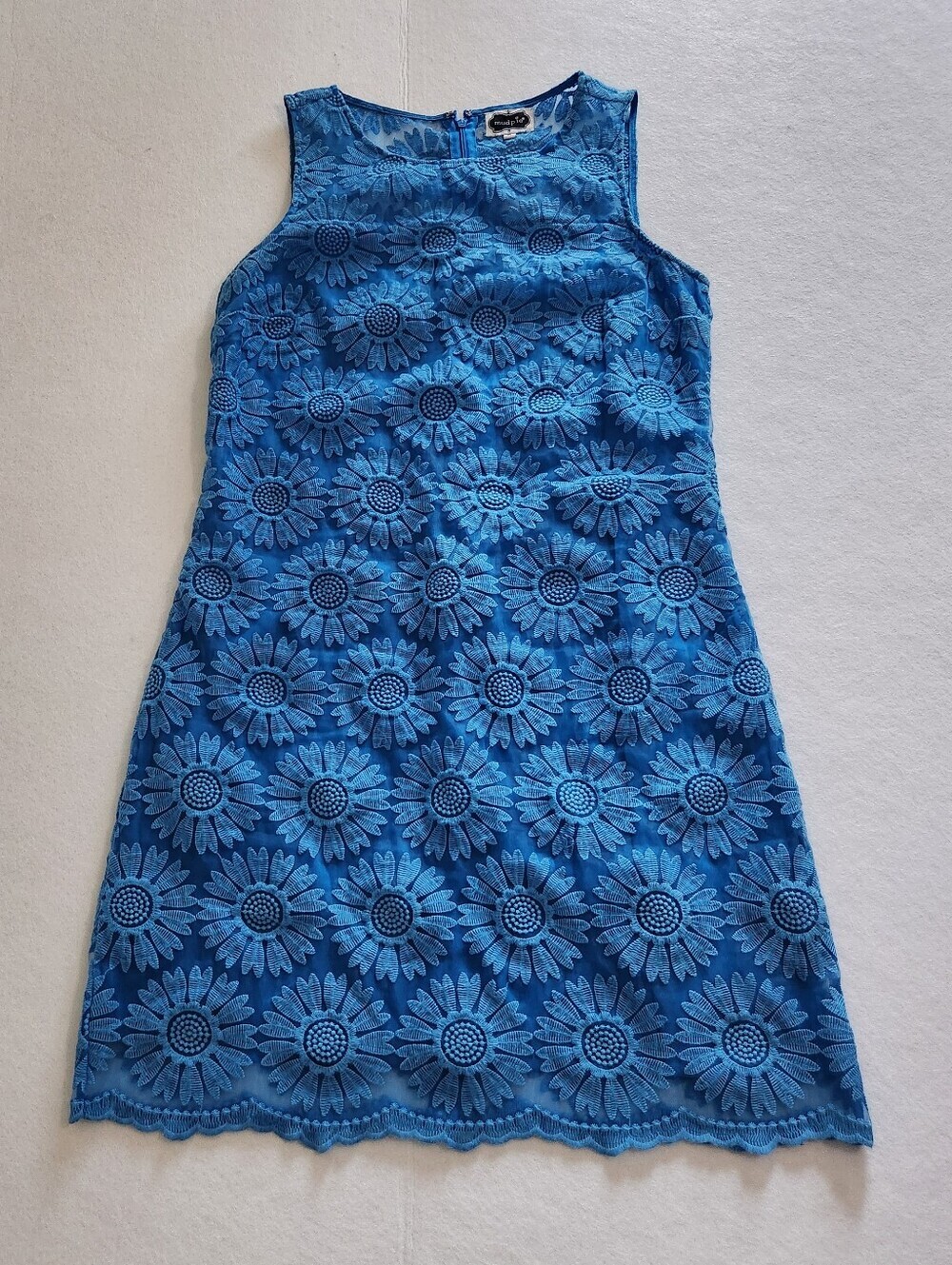 Mud Pie Blue Floral Eyelet Midi Dress Size Small